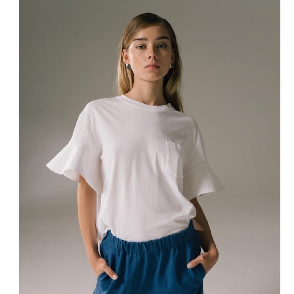 Fabiana Pigna INGA tee shirt white ruffle sleeve